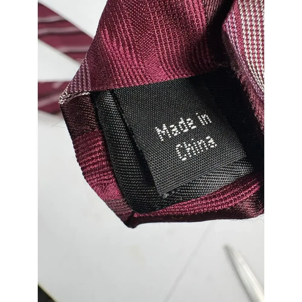 Calvin Klein Mens 100% Silk Tie Burgundy Pink Striped Designer Necktie Classic